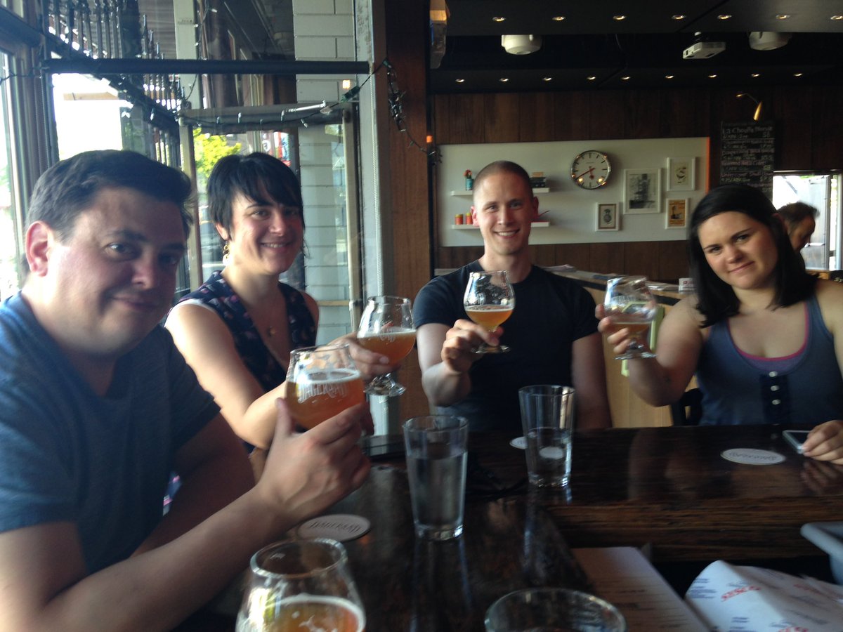 Some of the first Dageraad beer ever served, Tangent Café May 14, 2014.

On Saturday we're celebrating our 9th anniversary at the brewery with like a thousand cool beers. But I'm so proud that we're still brewing Dageraad Amber and Dageraad Blonde. They stood the test of time.