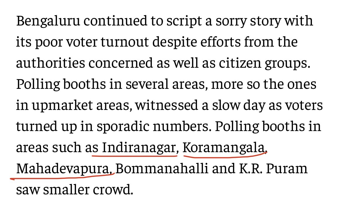 Embarrassing. That’s all I can say. All of you “Bangalore infra sucks” (it does) crowd that lives here + refused to get your names included in the voters list or just refused to go out and vote - I hope you continue to enjoy your armchair Twitter activism.
