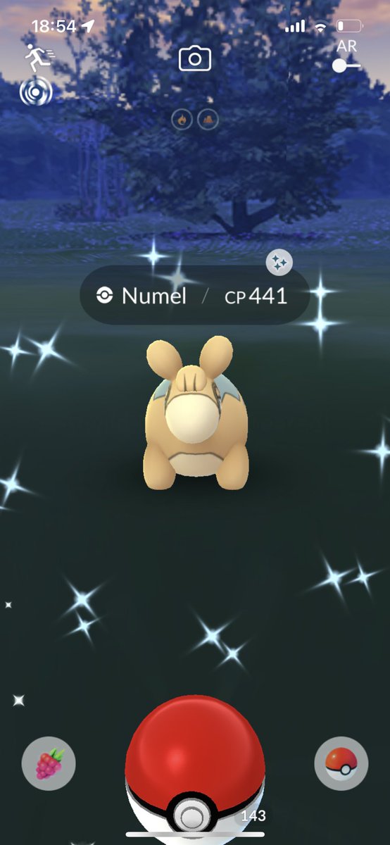 FulSensei's tweet photo. I decided to go for a walk, because I hadn’t moved much and hadn’t had much time to play and… barely walked outside my house when my first ever #ShinyNumel showed up!!! 🌋✨#ShinyPokémon #PokémonGO https://t.co/aXm2zWFx5L