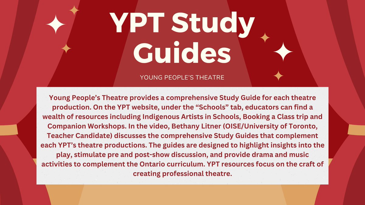 ArunaBhalla99's tweet photo. Check out this amazing resource from Young People's Theatre. There are study guides for each of their theatre productions that you can use within your own classrooms. https://t.co/30MJnp7f2x
Video created by: Bethany Litner #PLN #CTL1617 #resource #theatre https://t.co/pUwbBuYV9j