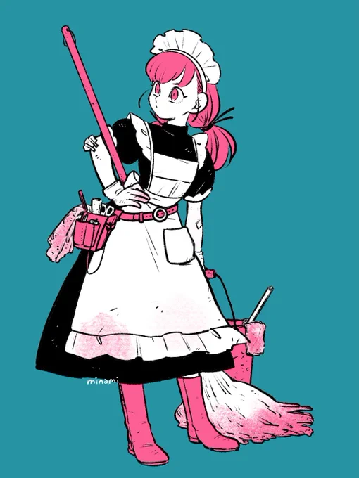 昨日メイドさんの日だったと知って描き出した  #illustration #イラスト
