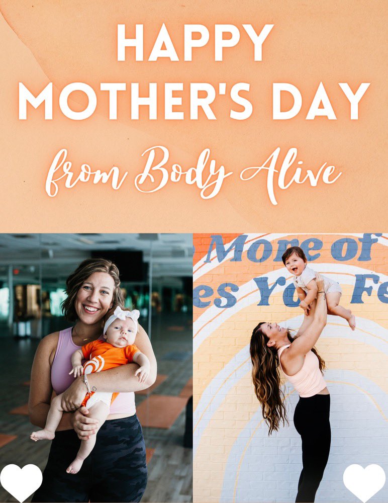 Body Alive (@_bodyalive) on Twitter photo Happy Mother’s Day, Body Alive!
We are so thankful for all of our amazing moms at our studio 🩷
Want to bring mom with you to class on Sunday? Make an account for Mom and then email info@bodyalivefitness.com to receive a free class credit for your mom! Happy Mother’s Day, Body Alive!
We are so thankful for all of our amazing moms at our studio 🩷
Want to bring mom with you to class on Sunday? Make an account for Mom and then email info@bodyalivefitness.com to receive a free class credit for your mom!