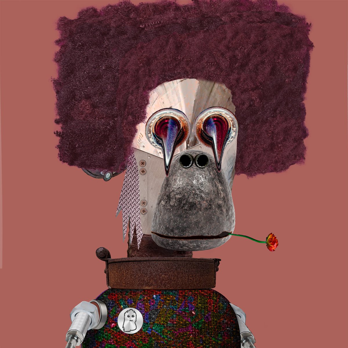 Check out this scrappy, a stunning digital sculpture artwork made  up of screws, nuts, bolts, aluminum sheets,  antiques, and even parts of a shipwreck! #DigitalArt #Sculpture #MixedMedia  #ArtInstallation #Upcycling #RecycledArt #FoundObjects #ContemporaryArt