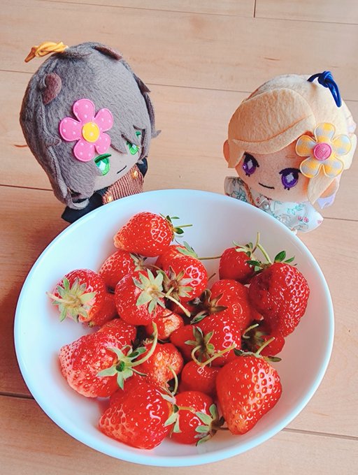 庭で自生してるいちごよ、カロリーは高いけどビタミンもあるしほちゃが採ってきたんだしせっかくだから食べてもいいんじゃないかしら (……食いたいんだな)