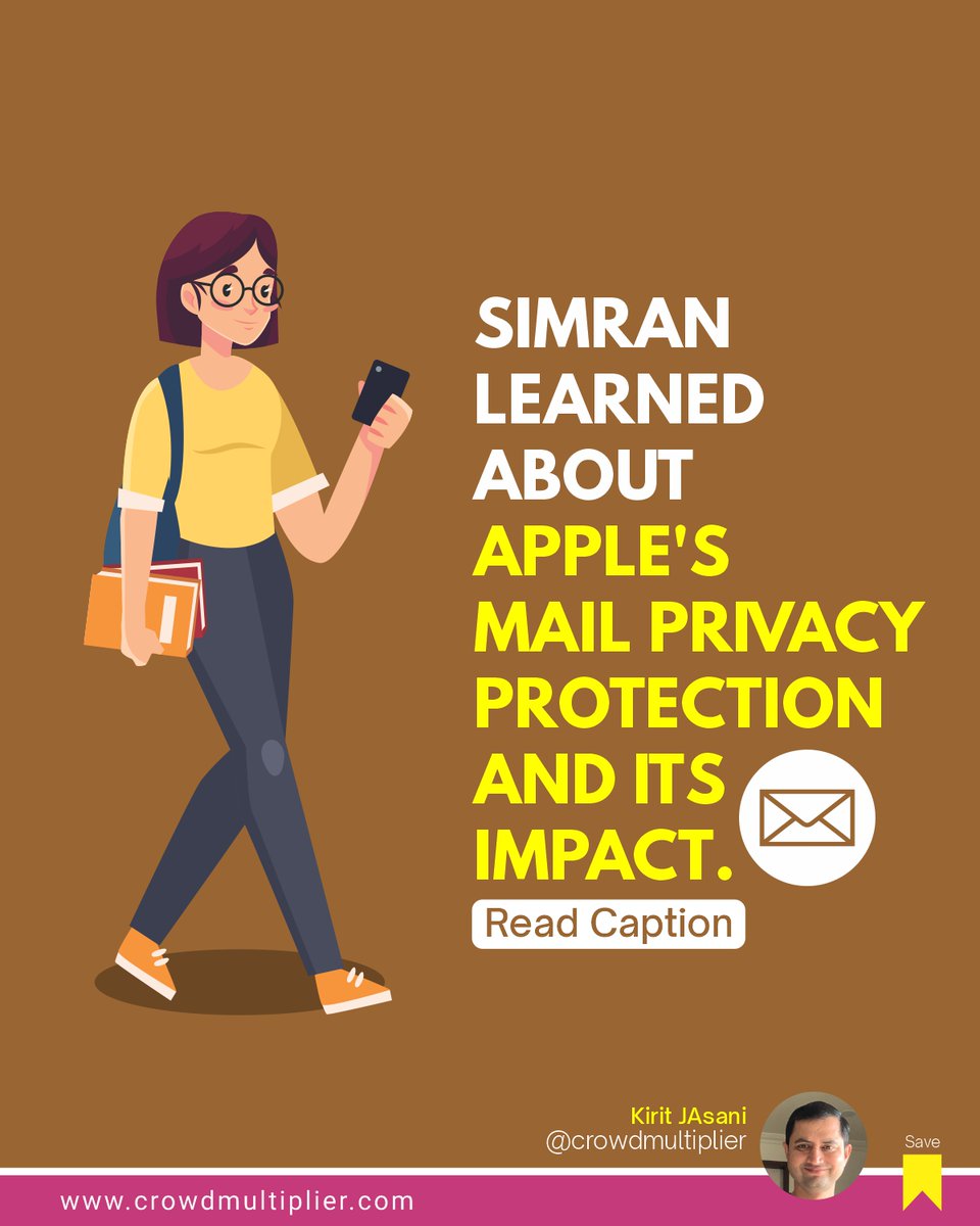 Have you started believing that due to Apple’s Mail Privacy Protection feature email marketing will not give results?

This feature will impact tracking, not deliverability. 

Read instagram.com/CrowdMultiplier

#EmailMarketingStrategy #EmailMarketingTips #KiritJAsani #CrowdMultipier