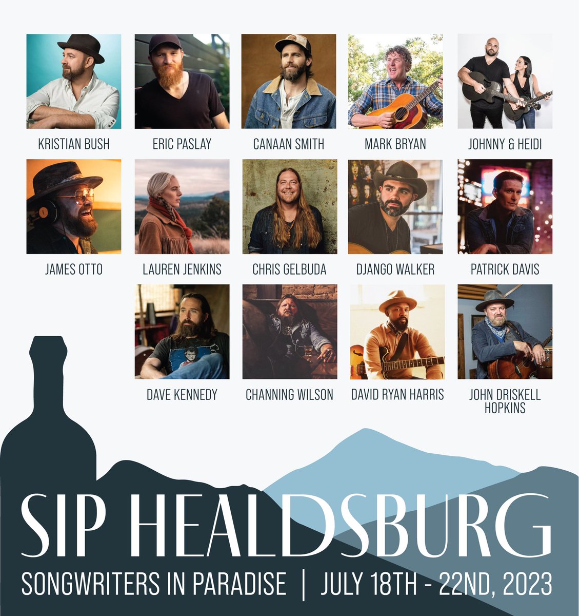Patrick Davis (@pdmusic) on Twitter photo Wine country anyone?!! SIP Healdsburg July 18 - 22!! #songwritersinparadise #siphealdsburg <a href="/kristianbush/">Kristian Bush</a> <a href="/ericpaslay/">Eric Paslay</a> <a href="/canaansmith/">Canaan Smith</a> <a href="/MarkBryanMusic/">Mark Bryan</a> <a href="/jamesotto/">James Otto</a> <a href="/Lauren_Jenkins/">Lauren Jenkins</a> @gelbuda <a href="/ChanningWilson/">Channing Wilson</a> <a href="/johndhopkins/">EstafeX</a> & more!!! Wine country anyone?!! SIP Healdsburg July 18 - 22!! #songwritersinparadise #siphealdsburg <a href="/kristianbush/">Kristian Bush</a> <a href="/ericpaslay/">Eric Paslay</a> <a href="/canaansmith/">Canaan Smith</a> <a href="/MarkBryanMusic/">Mark Bryan</a> <a href="/jamesotto/">James Otto</a> <a href="/Lauren_Jenkins/">Lauren Jenkins</a> @gelbuda <a href="/ChanningWilson/">Channing Wilson</a> <a href="/johndhopkins/">EstafeX</a> & more!!!