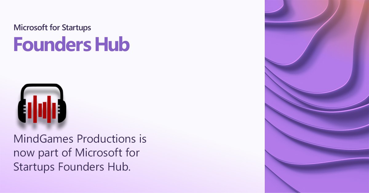 MindGamesPro1's tweet photo. 1/2 We are super proud to be a part of Microsoft for Startups Founders Hub! 
As we continue to roll out new digital products our partnership with the Microsoft Startups Founders Hub could not have come at a better time.
#Microsoft
#microsoftforstartups
#Startups https://t.co/b2YUXXJGXi