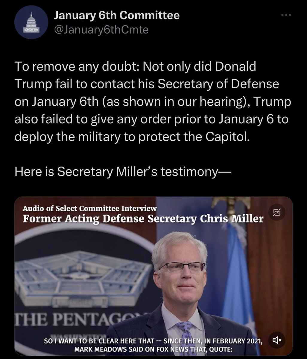 *Bryon Donalds, &amp; MAGA Republicans, Trumpers, lie! Chris Miller, nor Trump, ordered the National Guard for the #January6thInsurrection 
*Pathetic, Trump REFUSED to say if he’d accept 2024, we won’t let him get there. 
Thanks CNN for showing how horrible 45 is. #BidenHarris2024