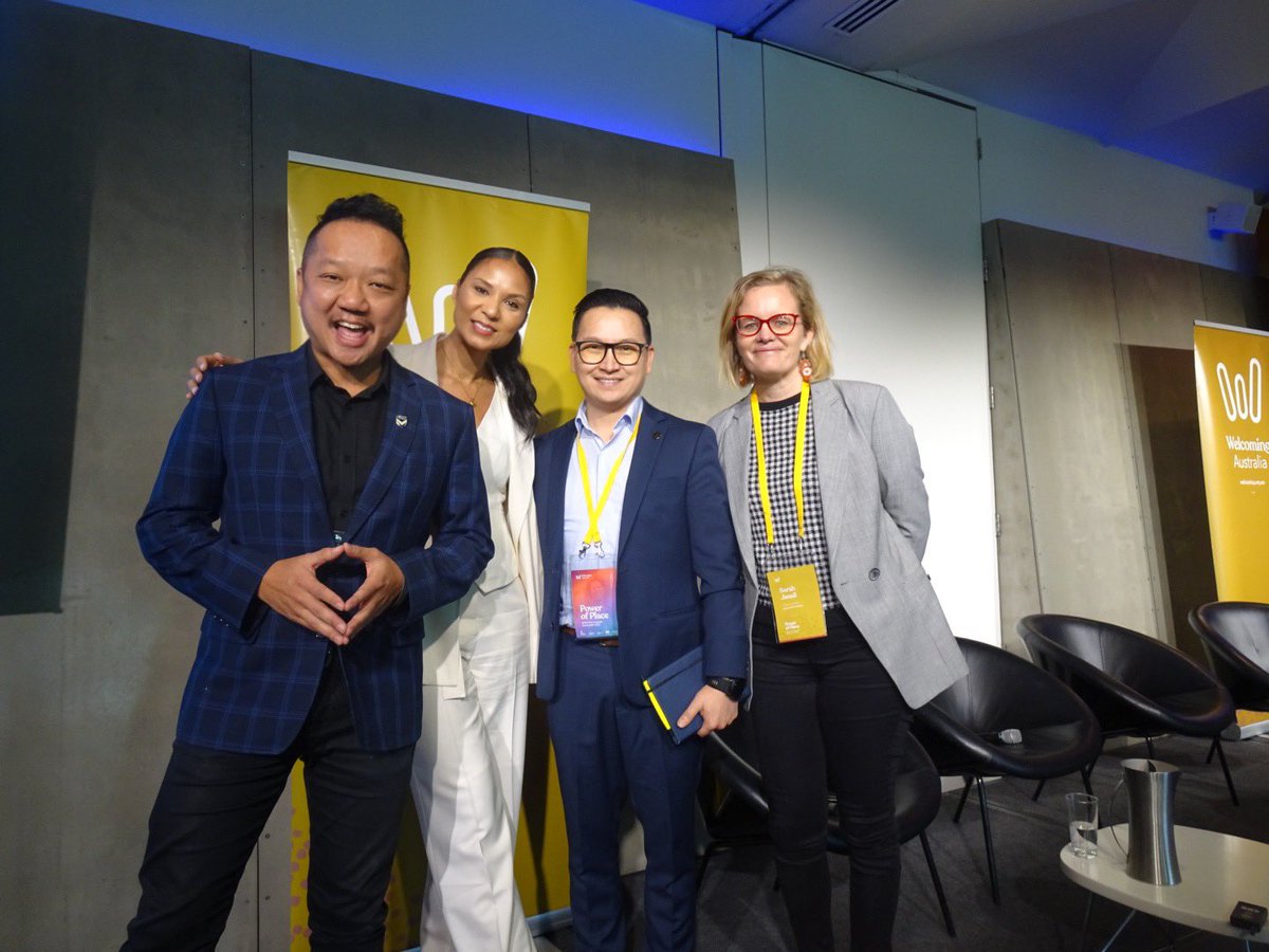 garyleecious's tweet image. So privileged to join Janice Petersen (@SBSNews) + @ZakiHaidariAU (Refugee Rights Coordinator) + @sarahjanali (Community Strategist) to discuss the #powerofplace, people, programs and policies to create welcoming spaces where people can thrive. #WASymposium2023