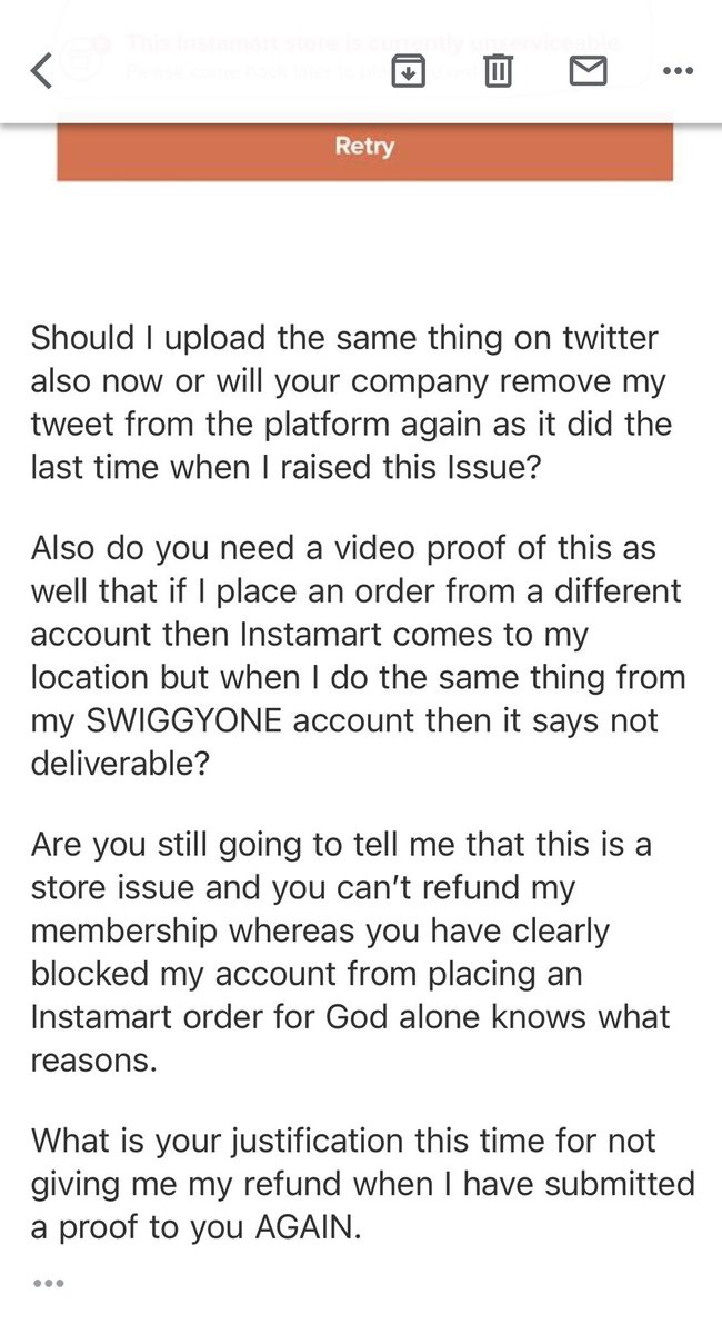 detectivemisra's tweet photo. Day 18? And this is what they do. They allow other users to order from Instamart but when I try to do the same from my “premium SwiggyOne”, they say not deliverable. Who can explain this behaviour now? @SwiggyCares @Swiggy @SwiggyInstamart @consumerforum_ @jagograhakjago #NoBrand https://t.co/oEHWuO4uVt