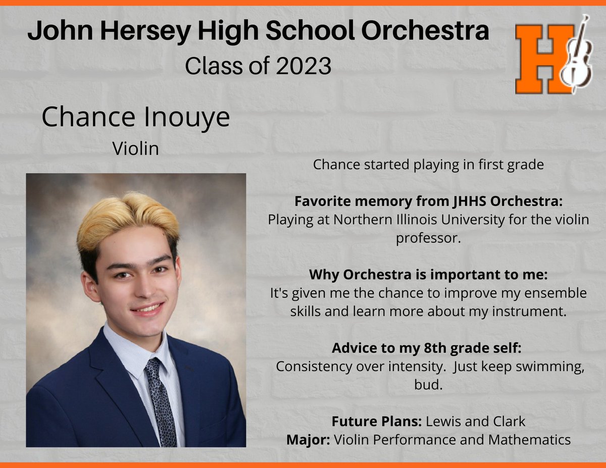 Congratulations and good luck to our next JHHS Orchestra graduate Chance! <a href="/herseyfinearts/">Hersey HS Fine Arts</a>
