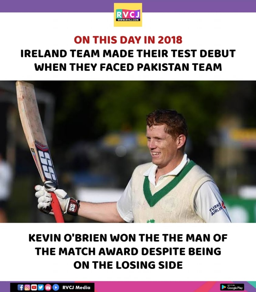 RVCJ_Sports's tweet photo. He became the first Ireland player to score a test century..

#testcricket #kevinobrien #cricket #cricketupdates https://t.co/TlAAD1YtQl