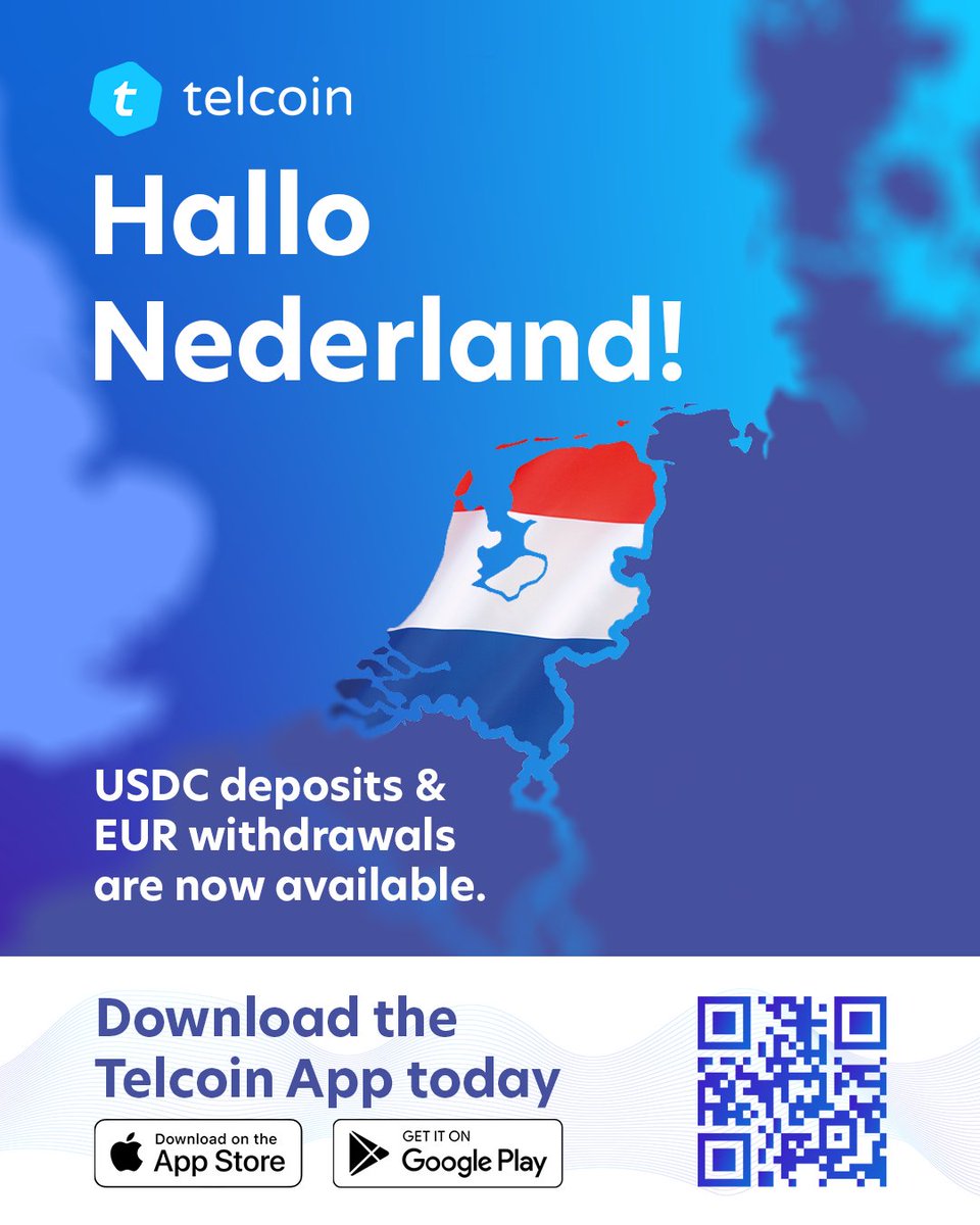 telcoin's tweet photo. Hallo #Nederland! 🇳🇱 The exciting world of #DeFi is at your fingertips with the #Telcoin App. Store, send, and trade a growing number of #DigitalAssets with #SelfCustody today! $TEL #TradeCryptoSmarter #Netherlands
iOS: https://t.co/ktYXPcelHj
Android: https://t.co/Ti3maLDGv9 https://t.co/lreWXThdcm