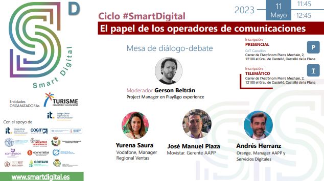 Hoy <a href="/gersonbeltran/">Noname</a> estará en el CdT de #Castellón moderando la mesa de diálogo-debate "El papel de los operadores de comunicaciones", organizada por <a href="/COITCV/">COITCV/AVIT</a>,  en la jornada sobre #transformacióndigital en el sector #turismo #SmartDigital bit.ly/44MRhGZ