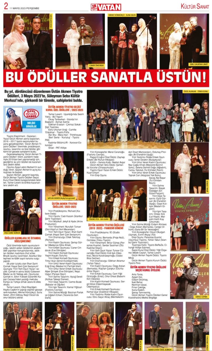 Genel Koordinatörü olduğum, şahane bir törenle gerçekleştirilen, Üstün Akmen Tiyatro Ödülleri yazılı basın haberimiz... 

oncevatan.com.tr/bu-oduller-san…

#ÜstünAkmenTiyatroÖdülleri

#MelikeBirgölge