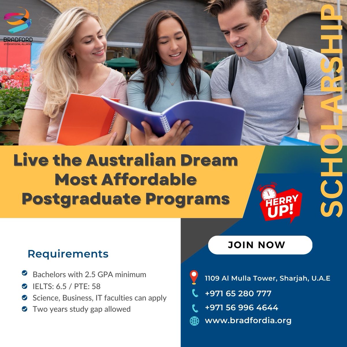 bradfordiaorg's tweet image. Studying a postgraduate program in Australia can be a life-changing experience, providing students with opportunities to deepen their knowledge in a specific field, gain advanced skills, &amp;amp; enhance their career prospects. 
Enquire Now: bradfordia.org/study-abroad/

#PostgraduateProgram