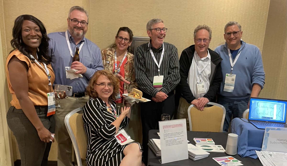 DVTN's tweet photo. History Committee enjoying Philly Cheesesteak at tonight's #aapor welcome reception. #aapor23 https://t.co/aStseMNQmE
