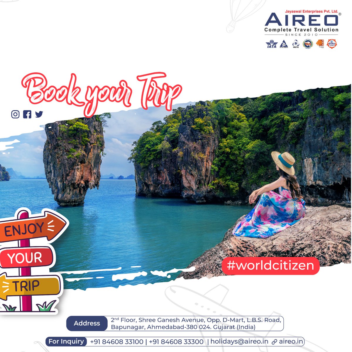 Ready to explore the world? Book your trip with Jayaswal Enterprises Pvt. Ltd. and experience AIREO complete travel solution. ENJOY YOUR TRIP!

Visit our website to know more:
aireo.in/indexpage.jsp
Contact Us: +91 7961901100

#BookYourTrip #TravelWithJayaswalEnterprises