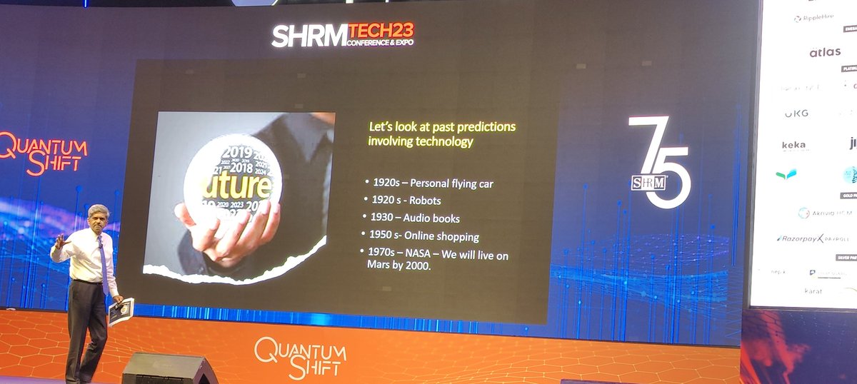 Sarangbrahme's tweet image. Not all tech predictions landed in time. #SHRMTech23