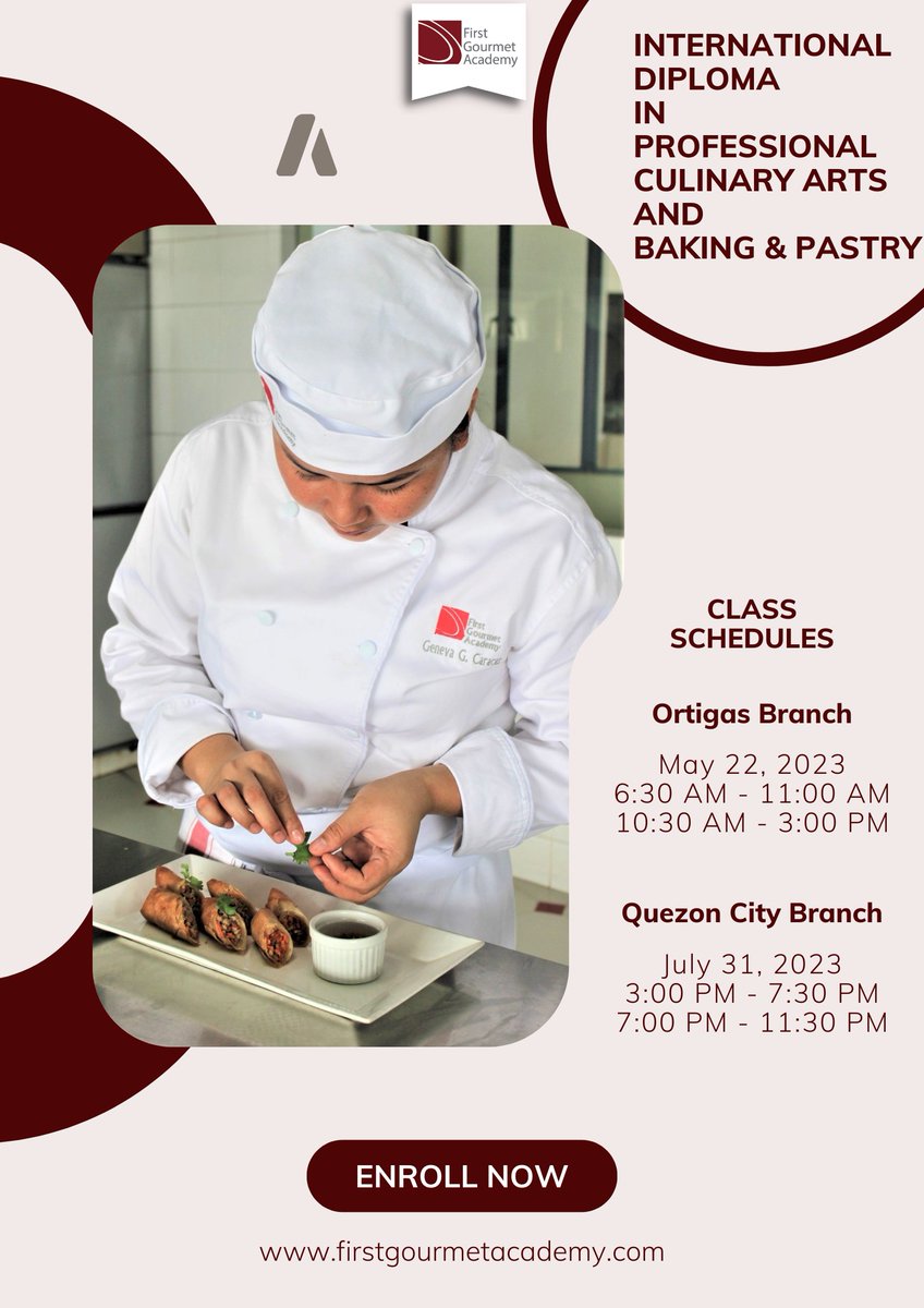 firstgourmetph's tweet photo. Are you from the NORTH or SOUTH? We got you buddies. We have the Ortigas branch and Quezon City Branch. Choose the branch closest to you, and we'll be happy to give you a tour of our facilities and discuss our diploma programs.
https://t.co/VnsK1PjeUe https://t.co/WO0ipy4G9z