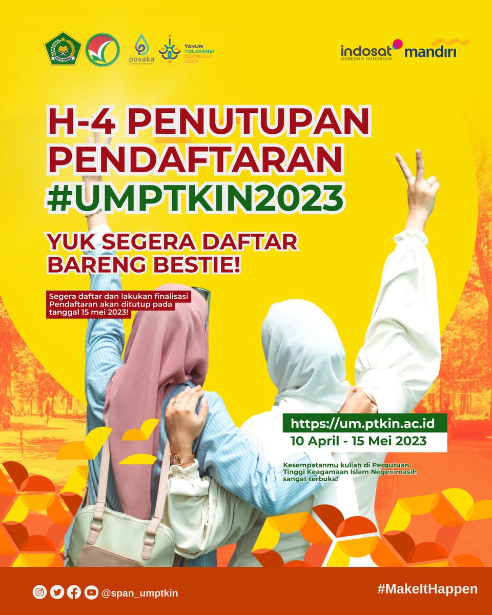 span_umptkin's tweet photo. Yuk gaskaaannnn...
Waktu penutupan semakin dekat, segera kenncangkan niat.
Kalian dapat melakukan pendaftaran jalur UM-PTKIN pada : https://t.co/iSVWV0D5LB

#umptkin2023
#spanumptkin2023
#makeithappen https://t.co/MiyuUo9e5K