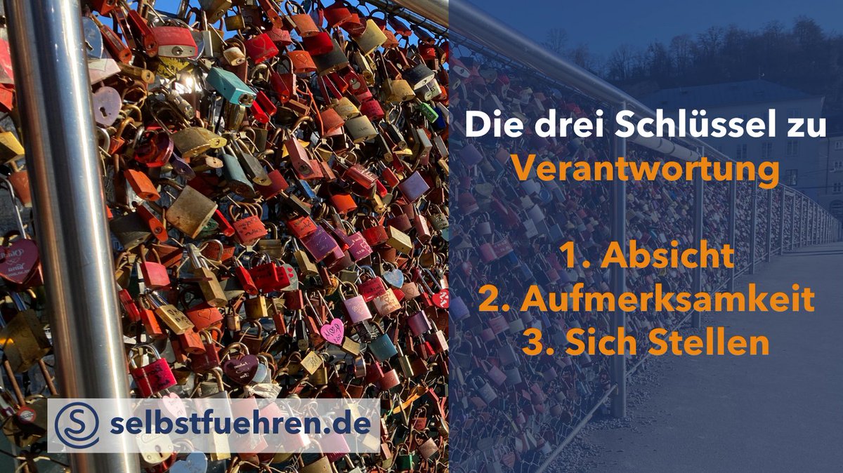 Wie wirst du frei, klar und immer handlungsfähig?
Nutze die drei Schlüssel zu Verantwortung: Absicht, Aufmerksamkeit, Sich Stellen

Mehr dazu in unserem Blog:
selbstfuehren.de/post/drei-schl…