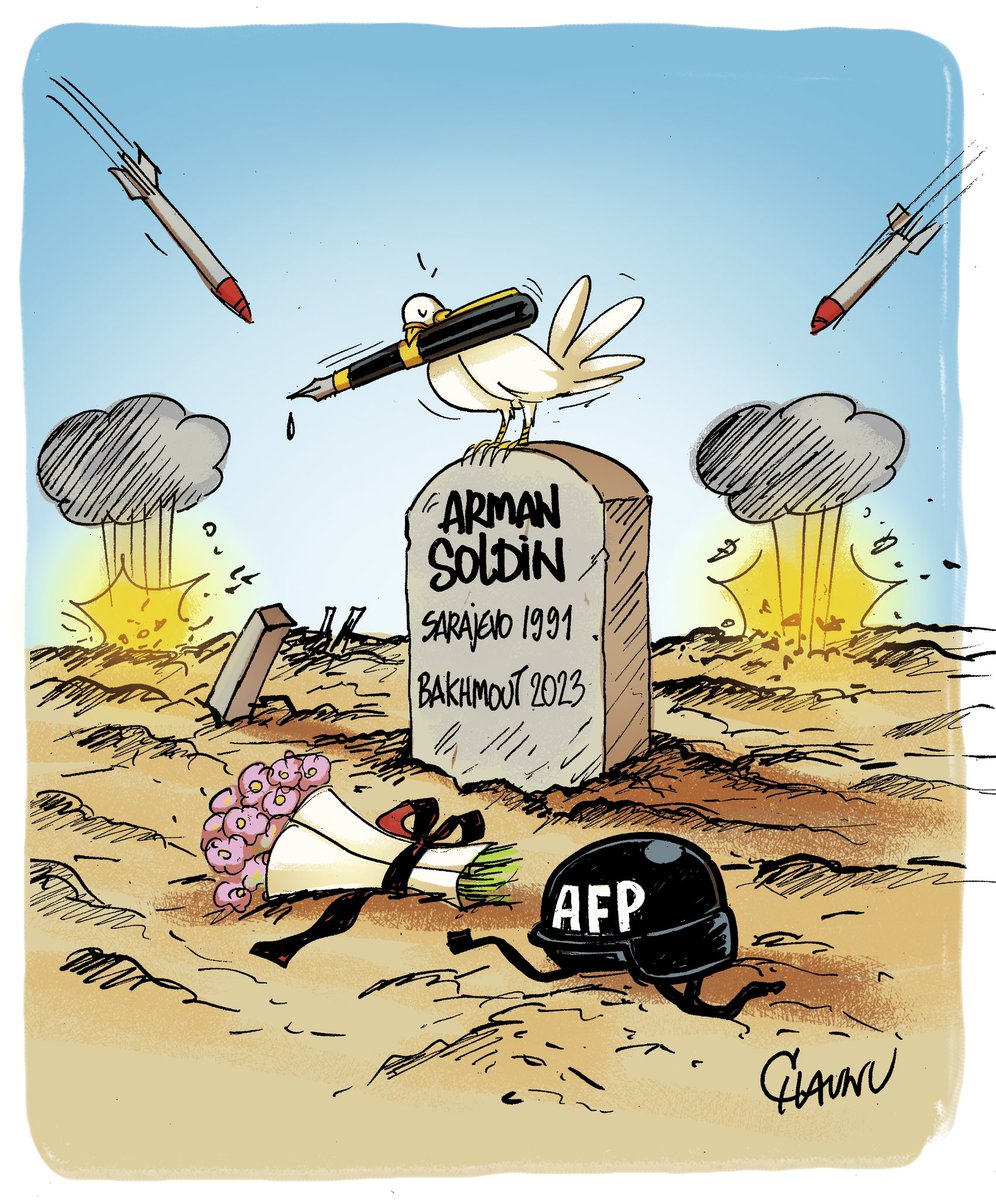 CHAUNU (@emmanuelchaunu) on Twitter photo ✏️⚫️ Mon dessin publié aujourd’hui dans <a href="/ouestfrance/">Ouest-France</a> et @unionardennais #hommage #armansoldin #afp #actu #dessindepresse #ukraine ✏️⚫️ Mon dessin publié aujourd’hui dans <a href="/ouestfrance/">Ouest-France</a> et @unionardennais #hommage #armansoldin #afp #actu #dessindepresse #ukraine