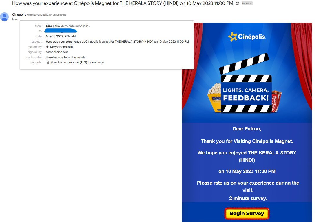 MishiToshi's tweet photo. I never went for this movie, still I get a mail asking my experience. Have the people (including the government) stooped down to this level to promote a propaganda movie? Shame @IndiaCinepolis ! Stop spreading hatred! #stophatred https://t.co/VTbfYa9cYN