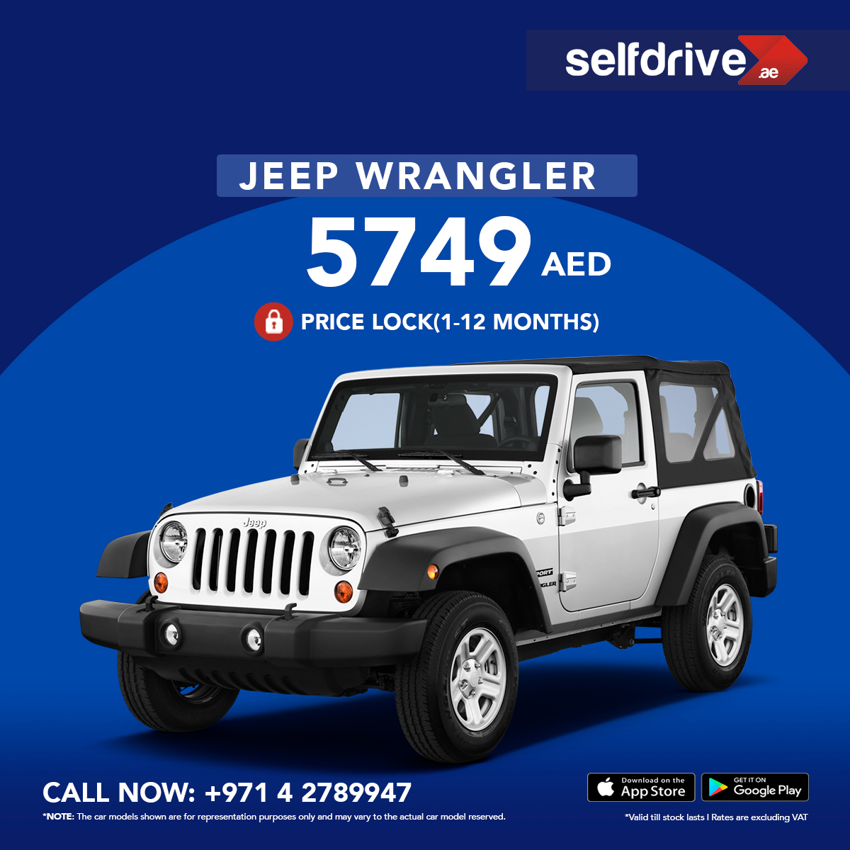 Unleash the adventurer in you with the iconic Jeep Wrangler. Rent now and conquer any terrain that comes your way. 💸🚗

Call: +971 4 2789947 (9am-6pm)
Web: selfdrive.ae
APP: selfdrive.ae/m/downloadApp.…

#JeepWrangler #OffRoadAdventure #RentACar #CarRental #AdventureTime