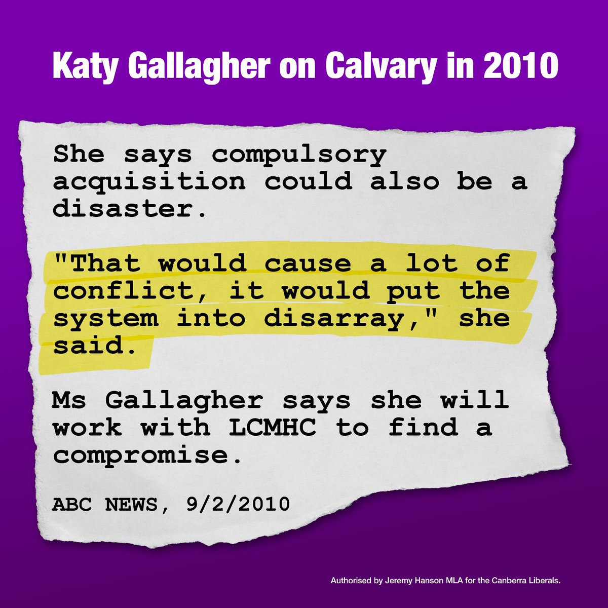 Despite a contract. Labor Greens MLA perform a compulsory acquisition on Calvary hospital. To do this they introduced a bill. Passed a motion for no scrutiny of bill before debate. This is straight up abuse of power!! It’s dictatorship.