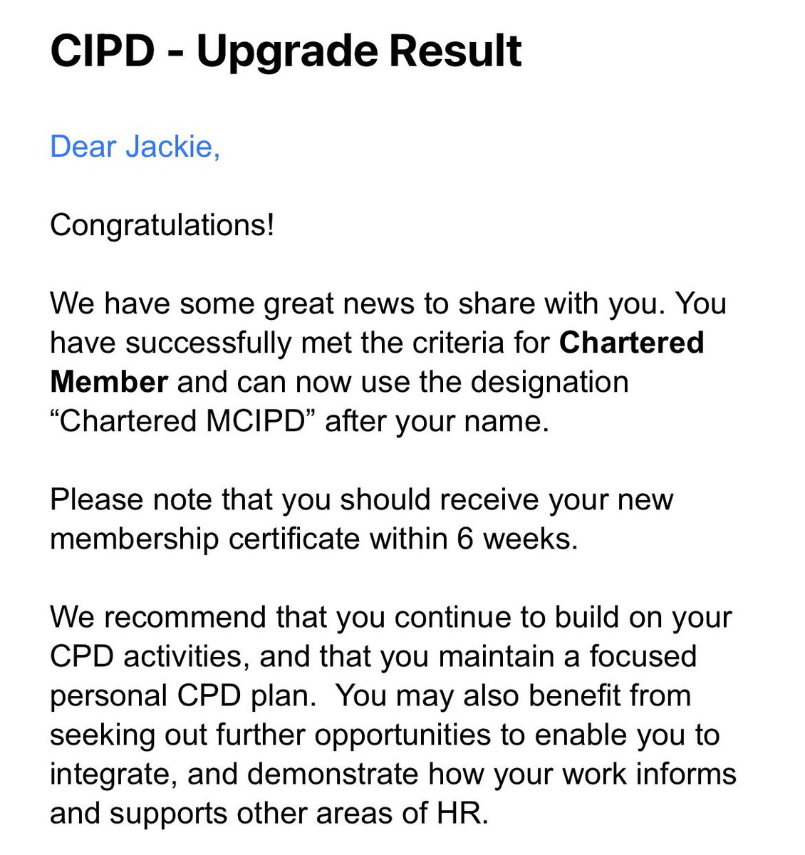 Absolutely thrilled to have been informed that my application for Chartered Membership with the @CIPD has been successful 🥂
#HR #CIPD #PeopleProfession