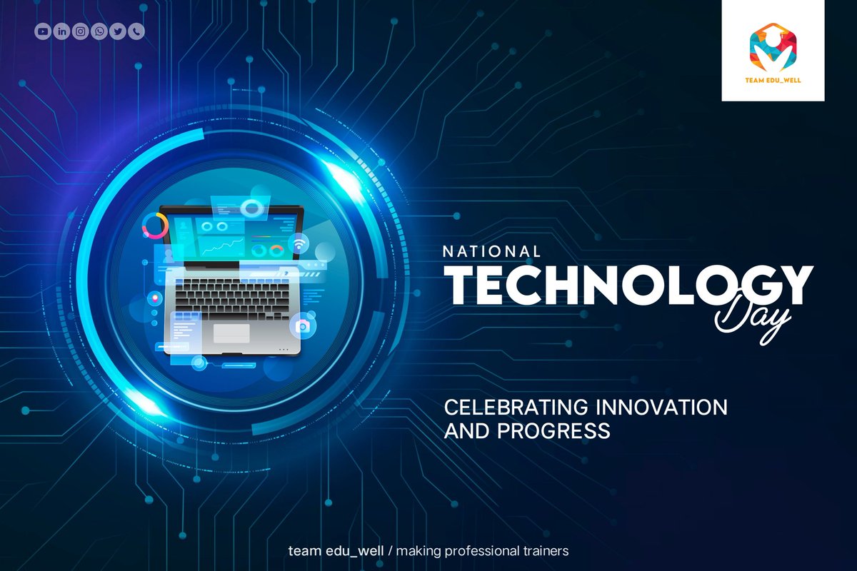 teameduwell's tweet photo. National TECHNOLOGY Day
TEAM EDU_WELL
Making professional trainers
@teameduwell
..
.. 
#teameduwell 
#eduwell 
#adeditzofficial 
#adeditz  
#instagram 
#instagood 
#learning 
#eduwelllearning
#nationaltechnologyday #technology #india #technologyday #national #tech https://t.co/TzrEOlvzTC
