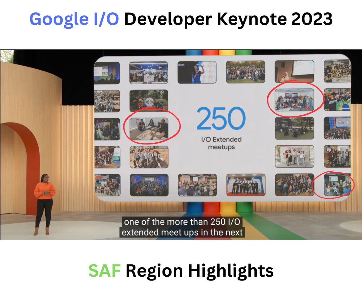 Our SAF region communities have been featured in the developer keynote at #GoogleIO2023 

Proud to see our region's developers recognized and showcased on a global stage

Congratulations to everyone involved, can't wait to see what the future holds for our developer community!