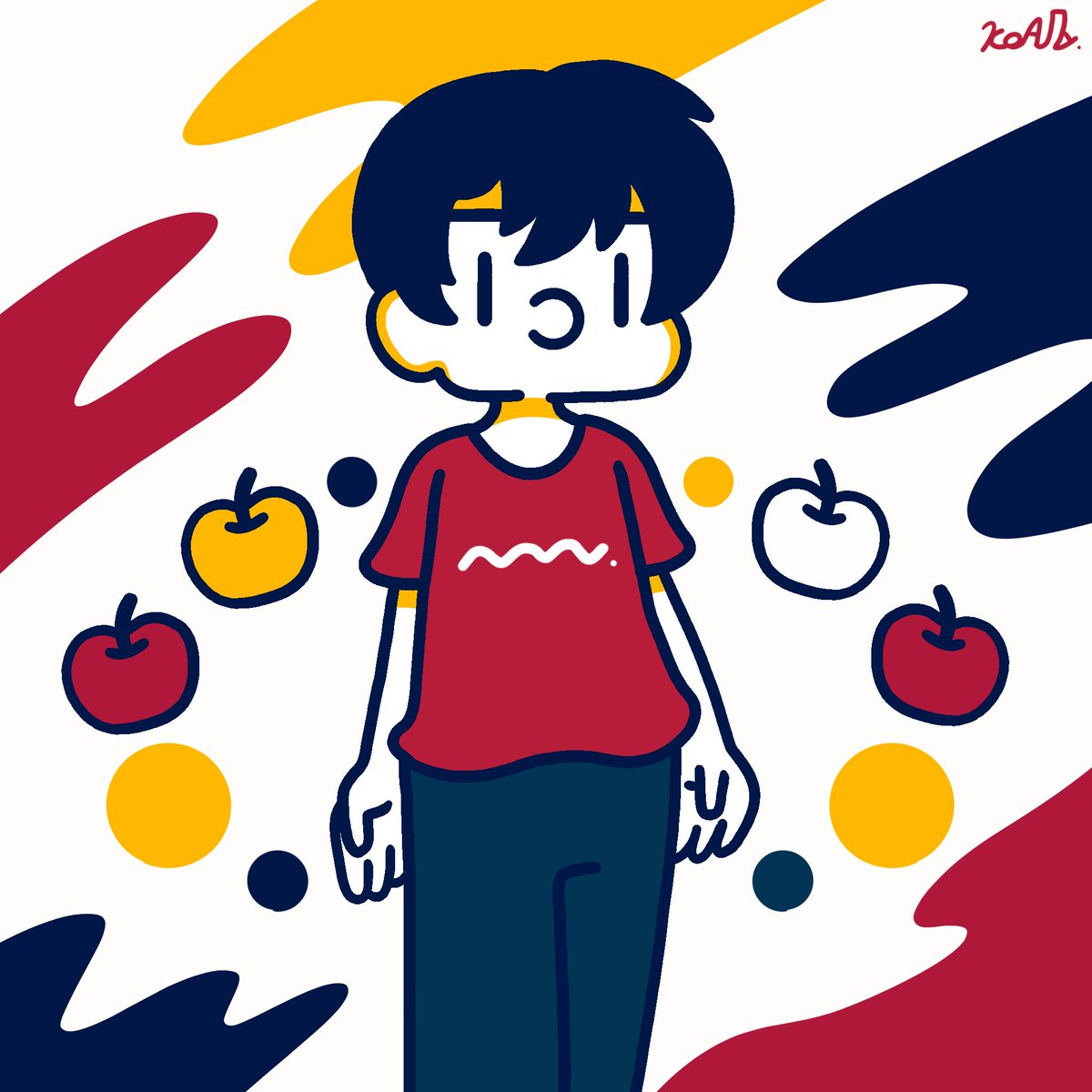 apple solo food fruit 1boy shirt male focus  illustration images