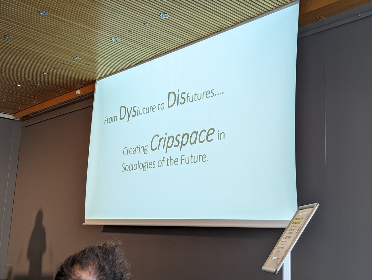 Ryan Bramley 🐻 (@bramleytweets) on Twitter photo <a href="/HannahnagroM/">Hannah Morgan @hannahnagrom.bsky.social</a> closes this talk by suggesting we move "from Dysfuture (dystopian future) to Disfutures"
Argues for Creating Cripspace (drawing on <a href="/sesmith/">s.e. smith isn't here</a> - "a communal belonging, a deep rightness that comes from not having to explain or justify your existence")
#NNDR #NNDR2023 <a href="/HannahnagroM/">Hannah Morgan @hannahnagrom.bsky.social</a> closes this talk by suggesting we move "from Dysfuture (dystopian future) to Disfutures"
Argues for Creating Cripspace (drawing on <a href="/sesmith/">s.e. smith isn't here</a> - "a communal belonging, a deep rightness that comes from not having to explain or justify your existence")
#NNDR #NNDR2023