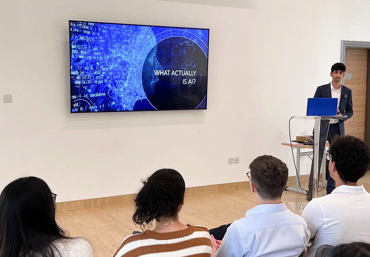 NLCSDubai's tweet photo. Today we welcomed Hasan from G11 to the #NicholsonLecture series. His lecture on the merits and pitfalls associated with the rapid development of AI was engaging, incredibly well researched and focused on how we all need to understand how #AI will affect our lives.
#NLCSDubai https://t.co/Hia4CNcC45