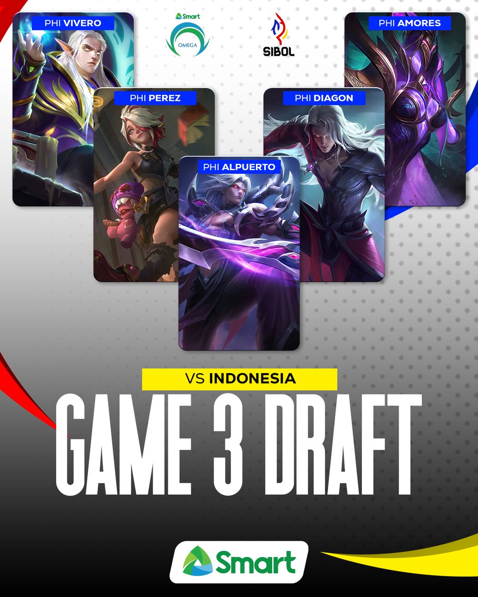 OmegaEsportsPH's tweet photo. Here's the 3rd game draft pick. Let's bag another W! π€
#SibolpoweredbySmart #LakadMatatag #TaonNgTagumpay #32ndSEAGames #OneShotOmega #PowerOfSmart #SmartAko #BeLegendary https://t.co/xgOISSP1S2