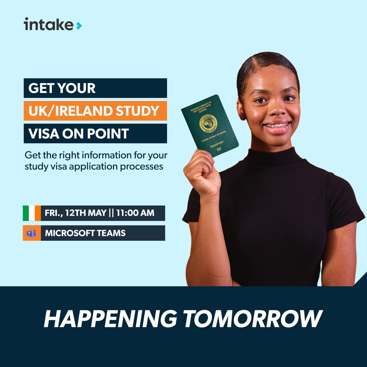 📝 Get all questions answered at the Ireland Visa Seminar.

Don't miss your chance! Click the link to register now😁
web.intake.education/gh/events/even…

#Intakegh #WhateverItTakes #webinar #intakewebinar #visaapplication #visa #visaprocess #visaapproval #studyabroad #StudyInIreland