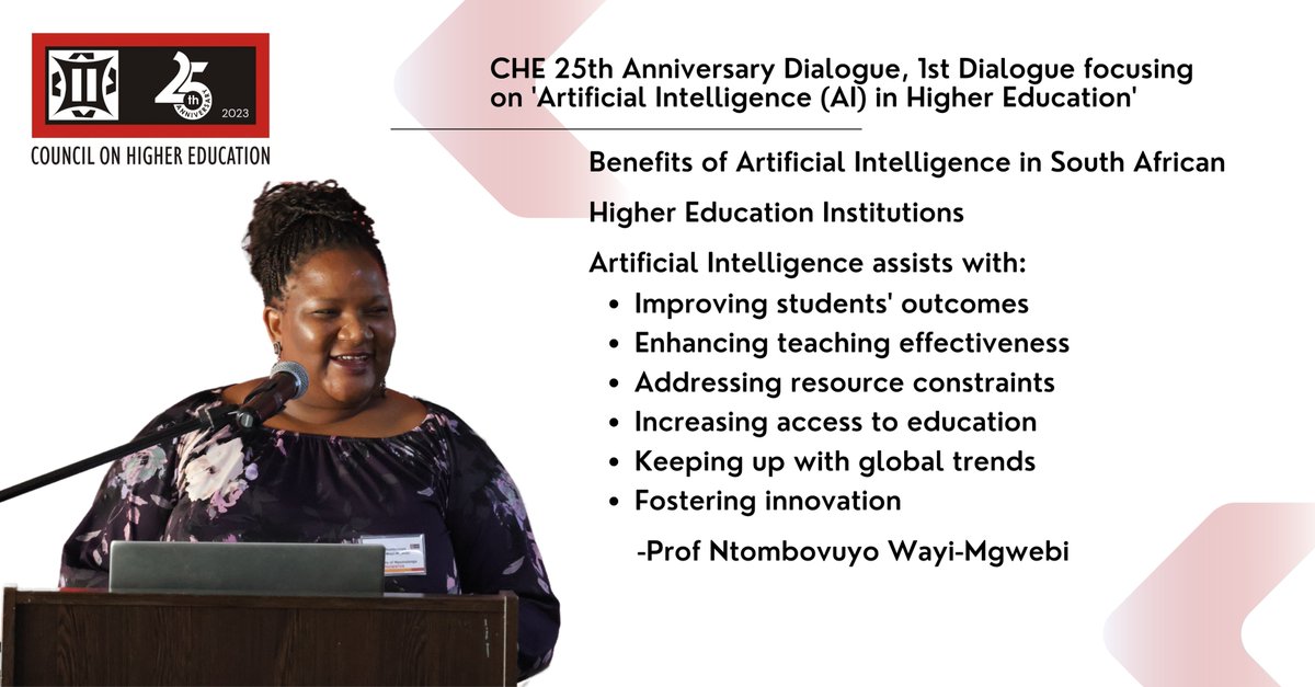 che_SouthAfrica's tweet photo. Currently underway - 25th Anniversary Dialogue, 1st Dialogue focusing on 'Artificial Intelligence (AI) in Higher Education'. #artificialintelligence #highereducation #councilonhighereducation https://t.co/iohlMHsSfz