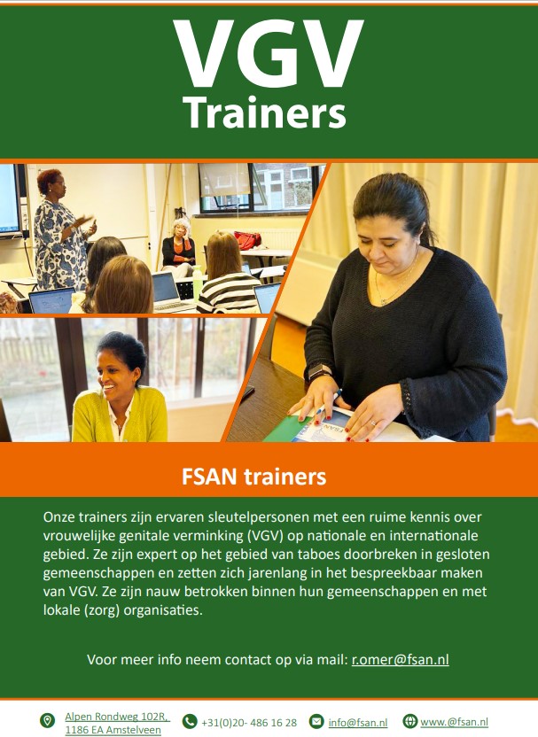 FSAN1's tweet photo. FSAN VGV Trainers
Onze trainers zijn ervaren sleutelpersonen met een ruime kennis over  vrouwelijke genitale verminking (VGV) op nationale en internationale  gebied.
https://t.co/7232QAhM8G https://t.co/88RzxgSyDR