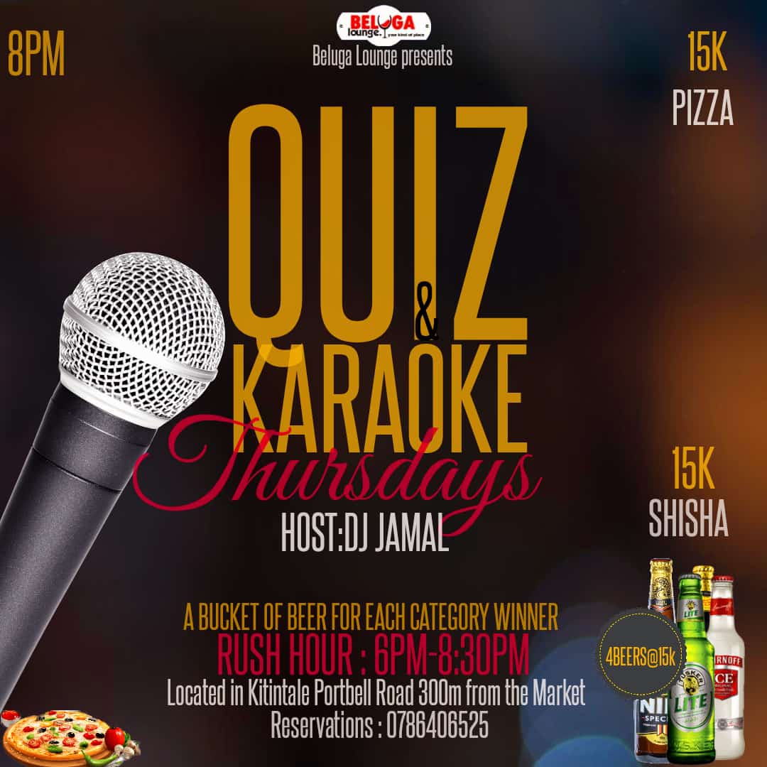 Belugalounge's tweet image. Thursday&apos;s are Fundays 💃🏿🕺🏿
#SmartQuiz 🫨🤯 
#Karaoke 🗣️🎙️🎶
#RushHour 6pm-8:30pm 🍻🥴⏳
#BelugaLoungeKitintale 🐳
#YourKindOfPlace 👌🏿💯
