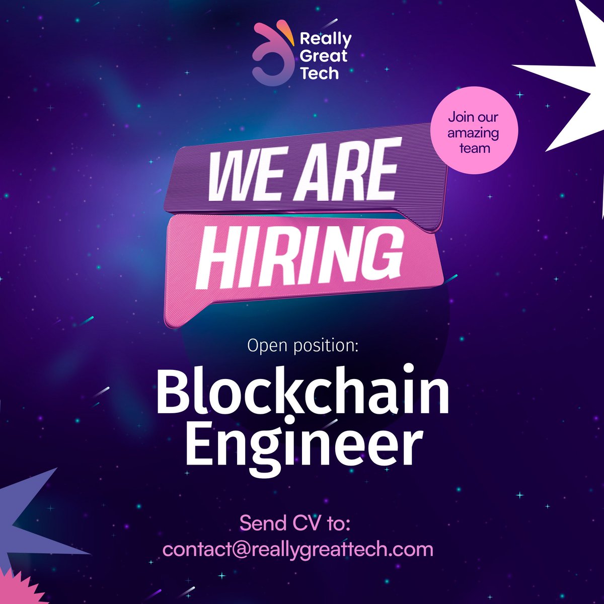 ReallyGreatTech's tweet photo. If you have experience in developing smart contracts, building decentralized applications, and working with different blockchain platforms, we want to hear from you!
Apply now & let's revolutionize the world of blockchain. π
#Reallygreattech #BlockchainEngineer #JoinOurTeam https://t.co/HMMW6TPVPx
