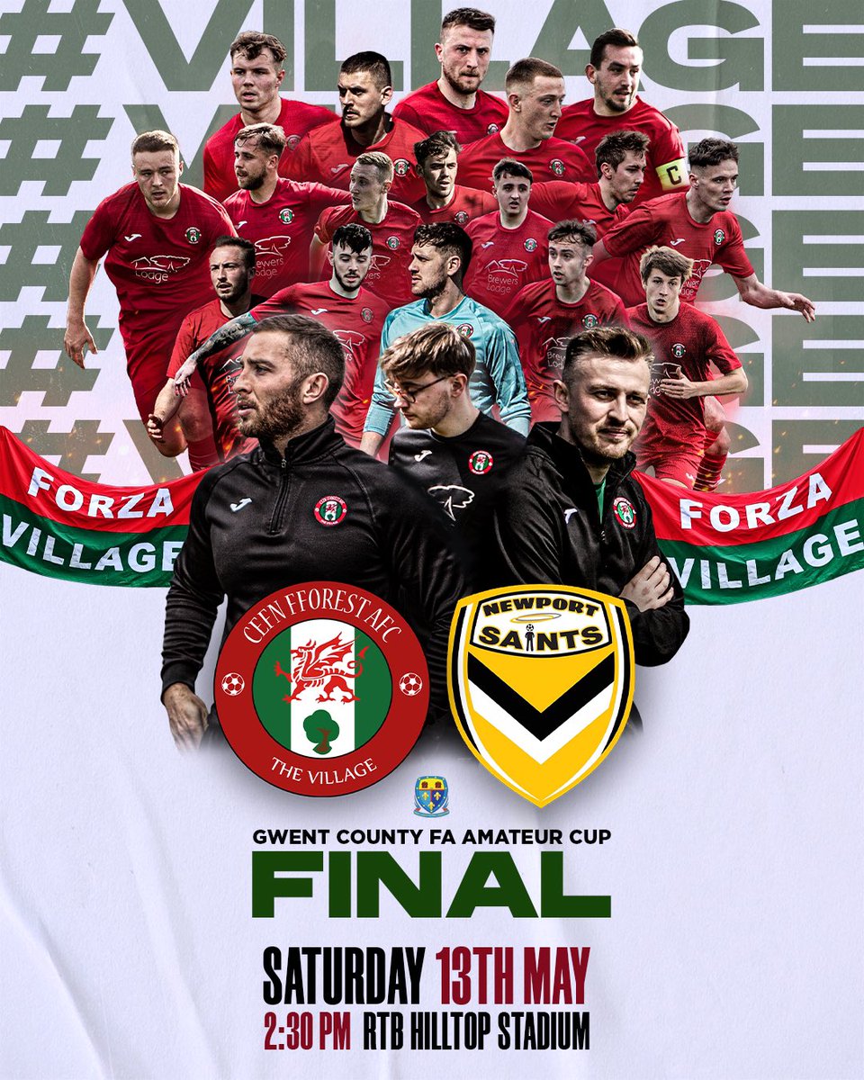 The last hurrah! The end of a fantastic season for players and supporters. Whatever the result, a great way to celebrate the progress the #village have made in a short space of time! Should be an excellent game against a top bunch of lads <a href="/NewportSaintsFC/">Newport Saints FC</a> See you all there 🏆💚