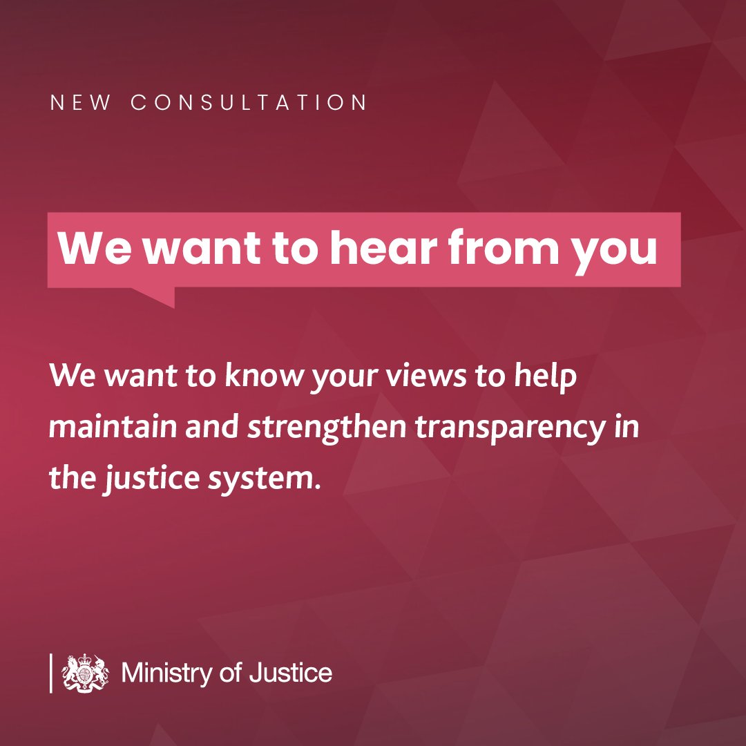 We want to hear your ideas on how the government can reinforce and enhance open justice in today's era. 

Have your say today:  gov.uk/government/con…