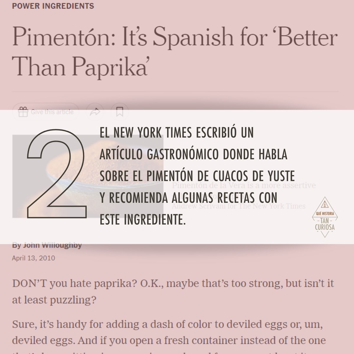 quehistoriaCEX's tweet photo. Estas son solo algunas de las muchas curiosidades que vimos en el programa de anoche 😎 @nytimes
#pimenton #cuacos #nytimes https://t.co/X2QYyR4sqb