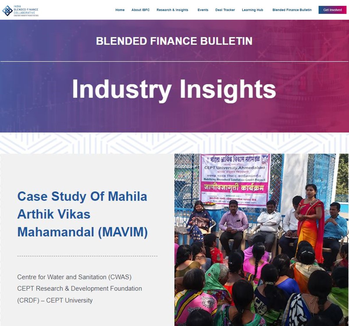 Center for Water and Sanitation (@cept_cwas) on Twitter photo Case of Jalna SHGs and mobilization of sanitation credit for toilets supported by <a href="/MAVIMnews/">Mahila Arthik Vikas Mahamandal (MAVIM)</a> and CWAS is featured in the latest Blended Finance Bulletin by <a href="/IIIC_India/">Impact Investors Council</a>.
Read the feature: shorturl.at/bwzBN
Read full report: shorturl.at/CEFO1
<a href="/mcjalna/">mcjalna</a> <a href="/MAHA_UDD/">MAHA_UDD - नगर विकास विभाग, महाराष्ट्र</a> Case of Jalna SHGs and mobilization of sanitation credit for toilets supported by <a href="/MAVIMnews/">Mahila Arthik Vikas Mahamandal (MAVIM)</a> and CWAS is featured in the latest Blended Finance Bulletin by <a href="/IIIC_India/">Impact Investors Council</a>.
Read the feature: shorturl.at/bwzBN
Read full report: shorturl.at/CEFO1
<a href="/mcjalna/">mcjalna</a> <a href="/MAHA_UDD/">MAHA_UDD - नगर विकास विभाग, महाराष्ट्र</a>