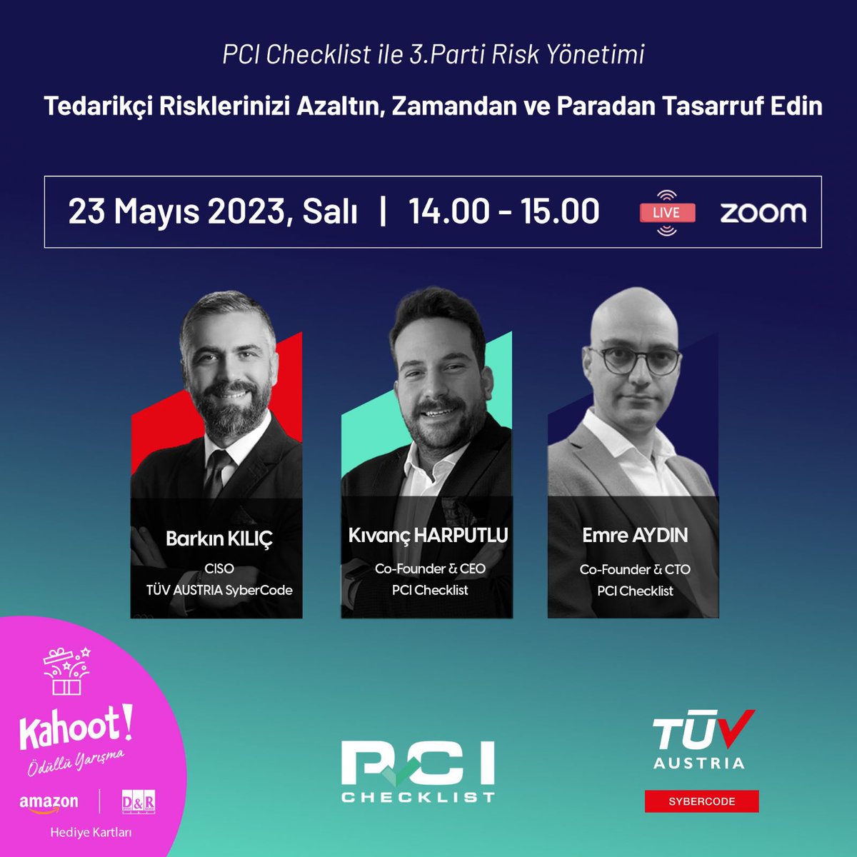 📢 WEBINAR! 🦾

👉 Hemen Kayıt Ol: us06web.zoom.us/webinar/regist…

#Webinar #CyberSecurity #SiberGüvenlik #RiskYönetimi #TÜVAUSTRIASyberCode #PCIChecklist #Event #Online #IT #BT #vendormanagement #riskmanagement #informationsecurity