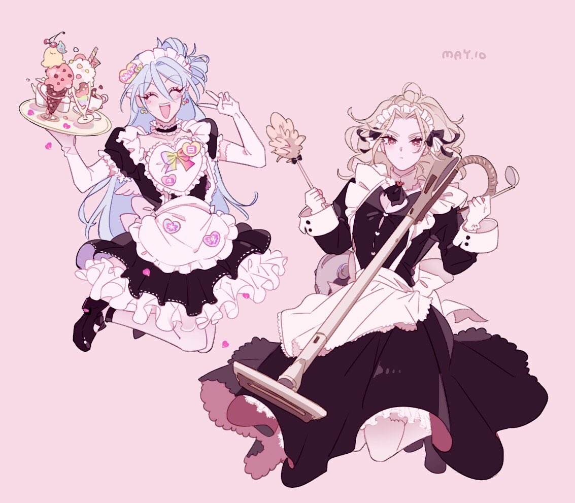 maid maid headdress apron blue hair maid apron long hair alternate costume  illustration images