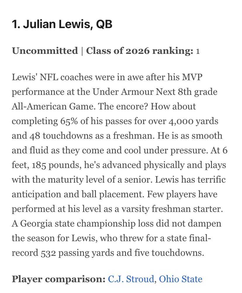 Julian "Ju Ju" Lewis QB tweet media