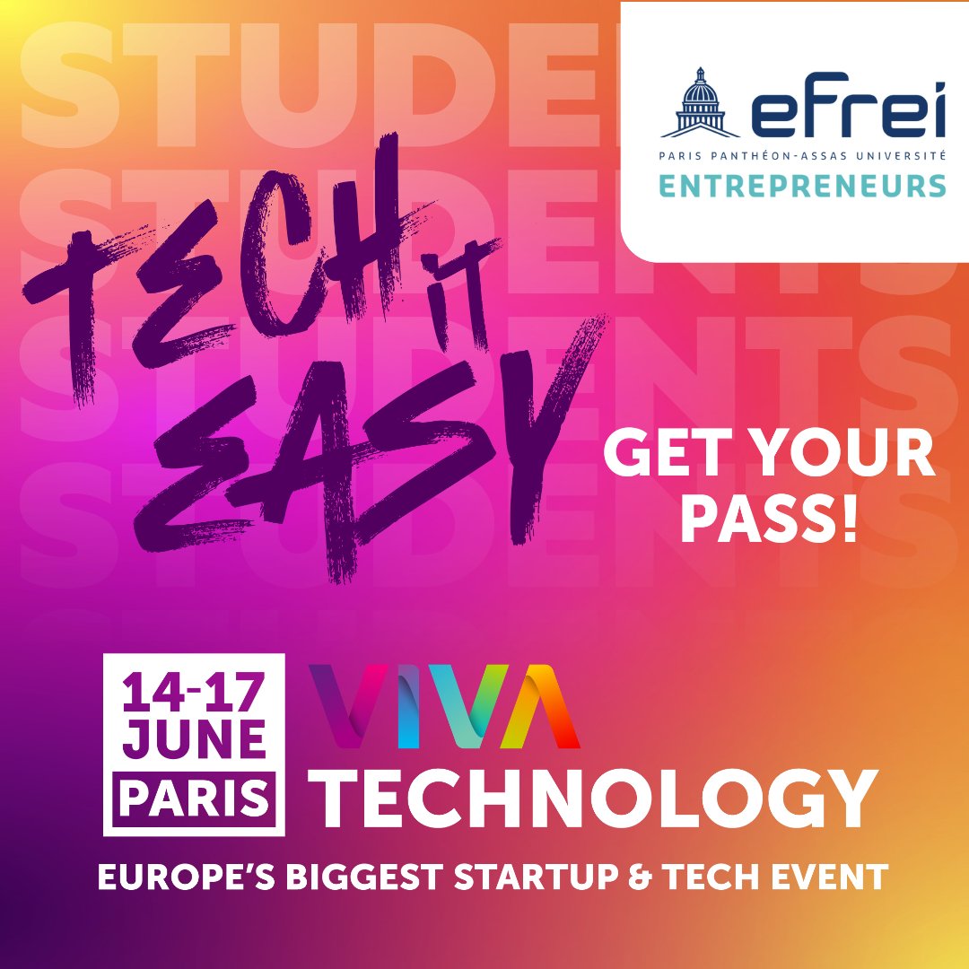 [ VivaTech ] 

Prends ta place pour à <a href="/VivaTech/">VivaTech</a>, le plus grand salon d'innovation d'Europe aura le plaisir d'ouvrir ses portes du 14 au 17 juin à Portes de Versailles. 🎯
<a href="/Google/">Google</a>, <a href="/LVMH/">LVMH</a> et bien d’autres seront présents!

Rdv sur MyEfrei pour prendre ta place !
@efrei_paris